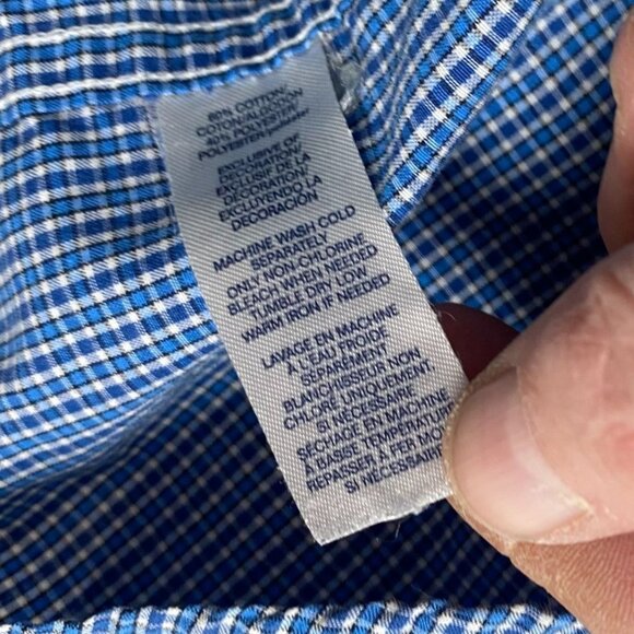 Chaps Mens Shirt XXL Blue Plaid Long Sleeve Button-Up - Picture 8 of 8